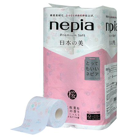 妮飘（Nepia） 日本之美卷筒卫生纸 2层25m/卷*12卷 单提装 淡雅樱花香型印花卷纸