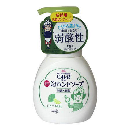 花王/KAO植物泡沫型洗手液250ml 柑橘香型 去除污渍去菌日本进口洗手液