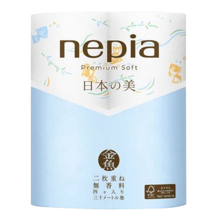 妮飘（Nepia） 卷纸卫生纸印花无芯卷纸日本之美柔软进口纸巾金鱼印花厕纸4卷/包图片