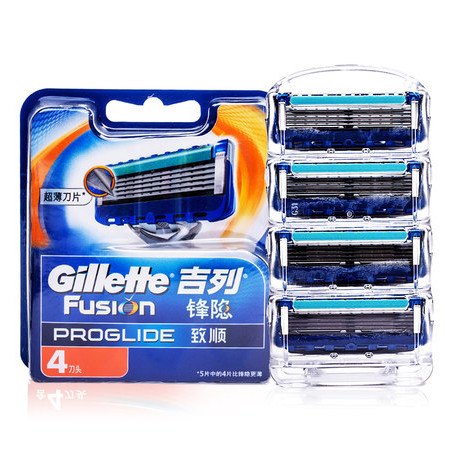 【澳洁】吉列/Gillette 隐致顺刀片4片装剃须刀手动刮胡刀刀头吉利5层刀片图片