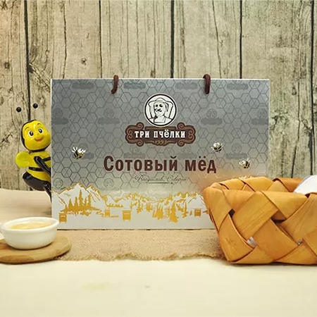 【我爱俄小糖】俄罗斯进口蜂巢特里普乔卡天然野生蜂蜜（内含两小盒250g*2）