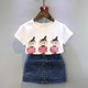  A6 韩版童装女童夏季纯棉卡通短袖t恤正版牛仔裙套装童套装