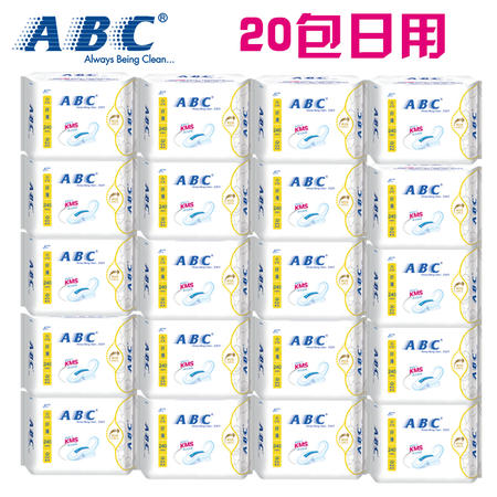 ABC卫生巾日用20包组合160片纤薄棉柔亲肤超薄超吸防侧漏纯棉正品图片