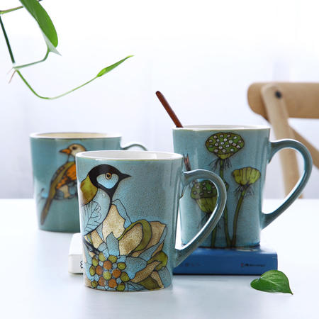 醴陵特色手绘陶瓷杯 欧式咖啡 马克杯 个性牛奶复古创意早餐图片