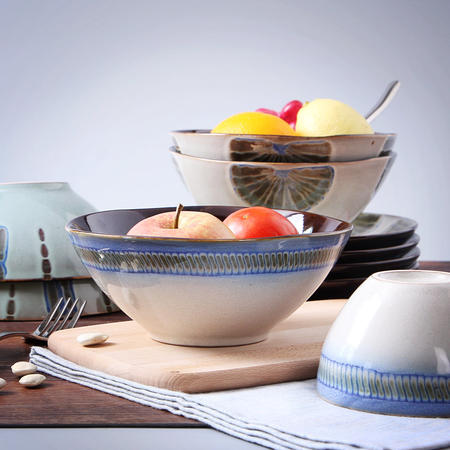 醴陵瓷彩美手绘陶瓷碗 汤碗 沙拉面碗特色早餐粥碗饭菜碗图片