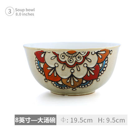 醴陵8寸特大号汤碗沙拉碗酸菜鱼手绘餐具厅陶瓷个性创意面碗防烫家用图片