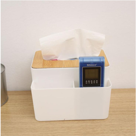 竹木盖纸巾盒创意桌面抽纸盒家用客厅简约塑料遥控器收纳盒图片