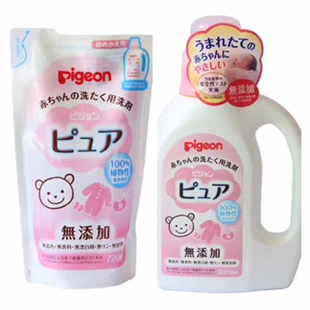 贝亲/PIGEON 日本进口宝宝专用洗衣液套装800ml+720ml 植物多效去渍浓缩型衣物清洗剂图片