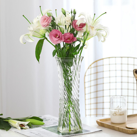 特大号玻璃花瓶透明水养富贵竹花瓶插花摆件客厅家用插花瓶客厅装饰图片