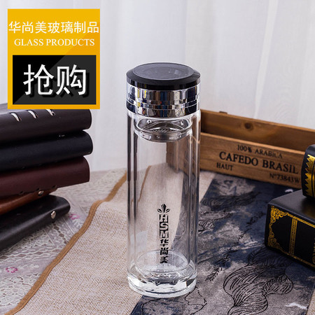 产地货源 中号双层玻璃杯透明 简约创意玻璃杯 耐热性强 可定制图片