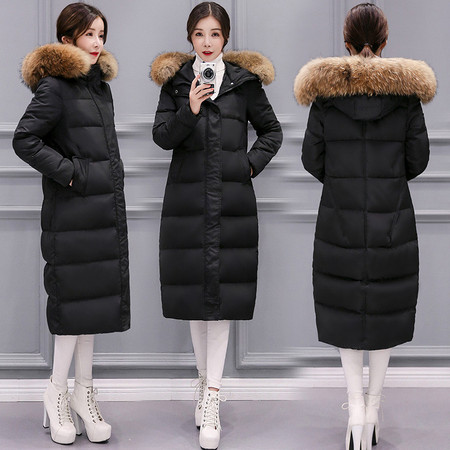 2017新款羽绒服女中长款加厚大毛领修身显瘦韩版冬女装图片