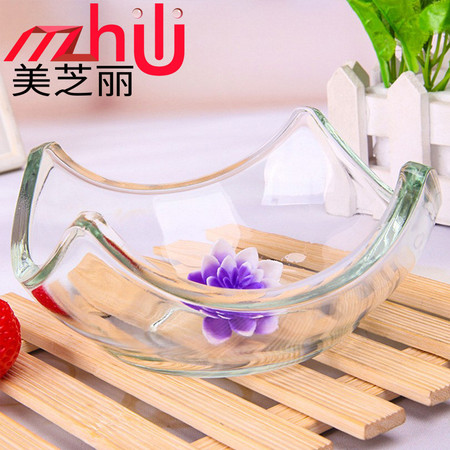 MZL新品上市创意玻璃沙拉碟透明正方形耐热玻璃碟透明支持定制图片