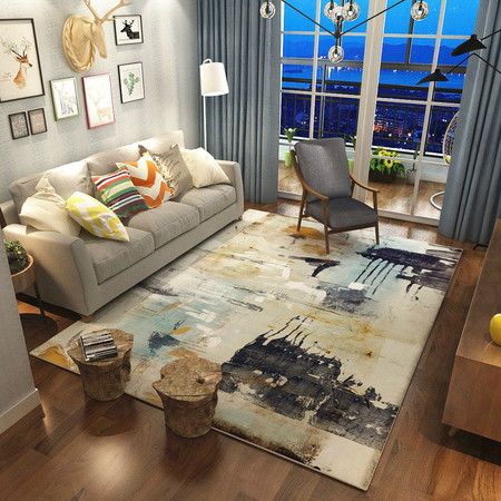 L抽象艺术沙发茶几地毯北欧式客厅长方形卧室满铺床边地毯1.6*2.3图片