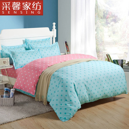 采馨家纺 床上用品全棉被套 单品1.5 1.8纯棉斜纹春秋双人床被罩图片