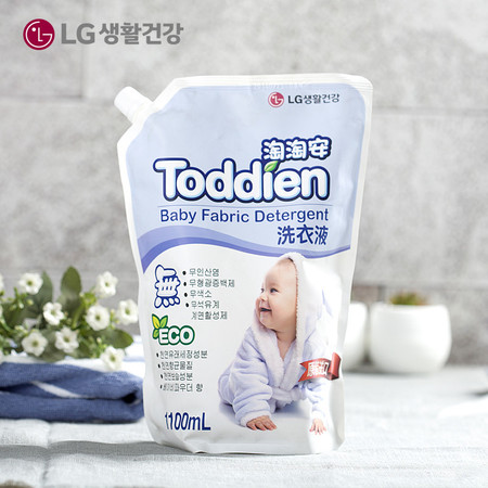 韩国LG原装进口1100ml天然无刺激洗衣液 淘淘安婴幼儿专用袋装图片