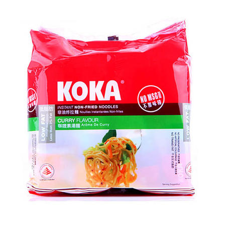 KOKA 新加坡进口泡面方便面可口咖喱素汤味方便面泡面 85g*5包图片