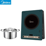 美的/MIDEA 电磁炉家用火锅多功能触控式C22-RH2279墨绿色 配汤锅 新品