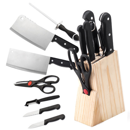 家家旺 不锈钢刀具八件套 木质底座 菜刀砍骨刀八件套-YG-822