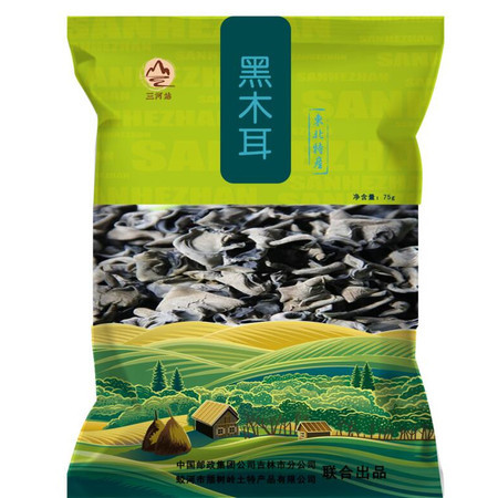 春分【东北特产】吉林市【三河站】【拼团】袋装黑木耳 75g 长白山椴木秋木耳 东北无根干货