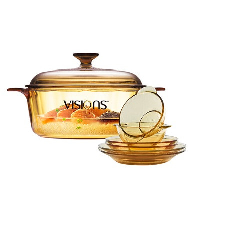 VISIONS 康宁餐盘6件套+晶彩锅2.25L