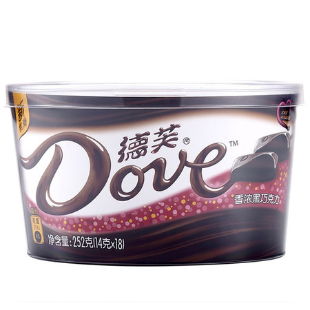 德芙Dove巧克力分享碗装 香浓黑巧克力糖果巧克力休闲零食252g
