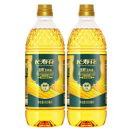 长寿花  金胚玉米油900ml*2瓶 非转基因植物油 烘焙烧烤食用油