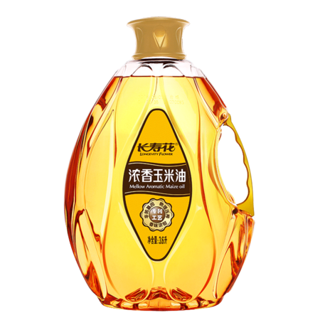 长寿花 浓香玉米油 3.6L*1桶物理压榨烘焙食用油植物油·图片