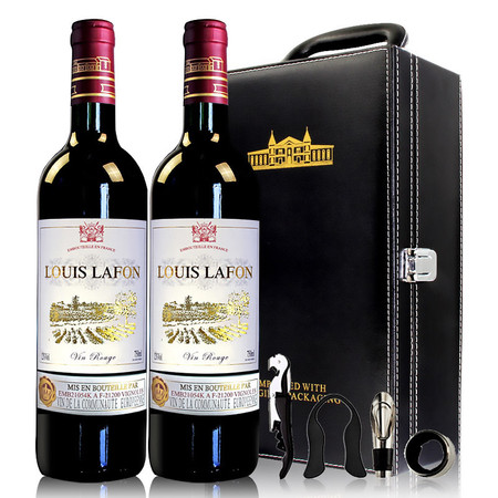路易拉菲 法国原瓶原装进口红酒路易拉菲干红葡萄酒750ml*2支礼盒装
