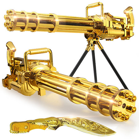 活石 玩具枪水弹枪电动连发可发射子枪吸水晶巴雷特加特炮玩具手枪型 火神 土豪金图片