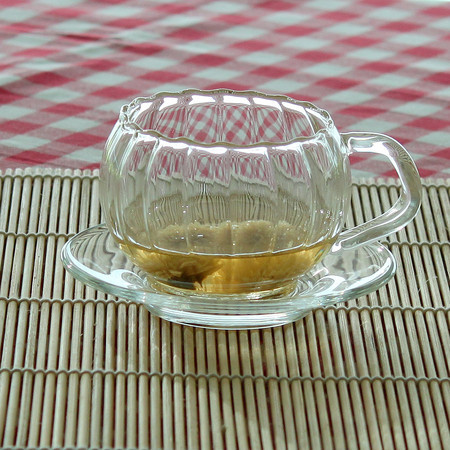 一屋窑 耐热玻璃茶杯杯碟套装 FH-397TP