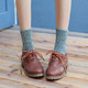 SOBO[5双装】复古女士并线羊毛堆堆袜 秋冬季可爱中筒棉袜日系女袜短靴袜