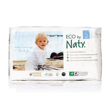 NATY 婴儿绿色纸尿裤S34片 进口宝宝尿不湿2号 自然超透气