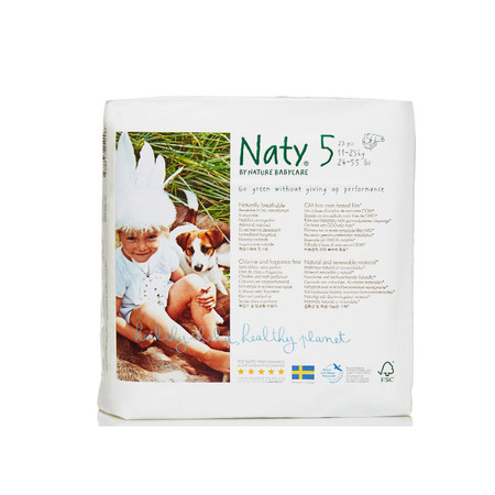 NATY 婴儿绿色纸尿裤xl23片 进口宝宝尿不湿5号 植物防漏透气图片