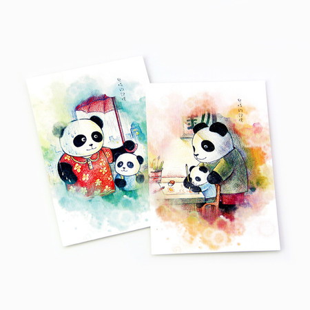 中国邮政&小林创意原创明信片【儿时的记忆】系列2枚 熊猫 postcrossing