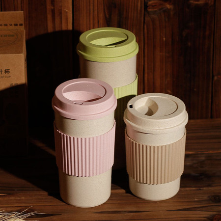 创意简约麦子纤维杯韩版学生情侣套装咖啡杯三种颜色可选550ml图片