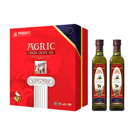 阿格利司(AGRIC)希腊进口特级初榨橄榄油礼盒500ML*2