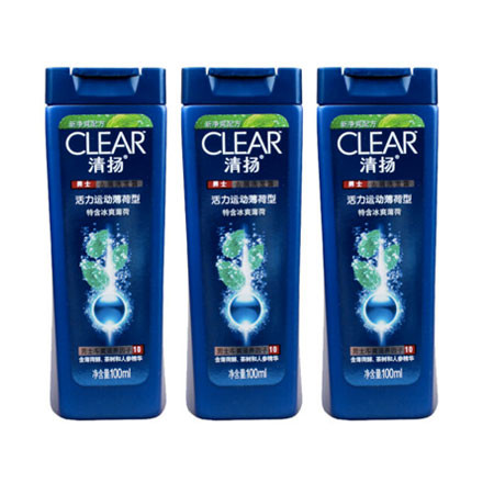 清扬/CLEAR 清扬男士去屑洗发露活力运动薄荷型100ml三瓶组合装图片