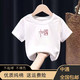 夏季男童t恤洋气宽松中国字女装宝宝白色t恤中小童打底纯棉上衣