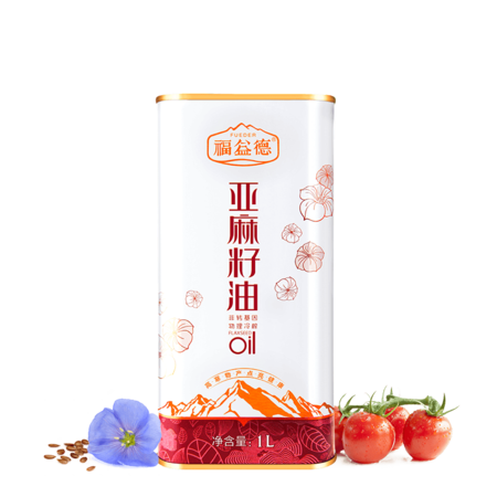 福益德 一级冷榨亚麻籽油初榨胡麻油 月子油食用油1L