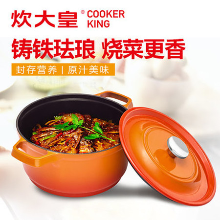 炊大皇/COOKER KING 珐琅炖锅铸铁锅 焖烧锅煲汤电磁炉汤锅燃气锅具24cm图片