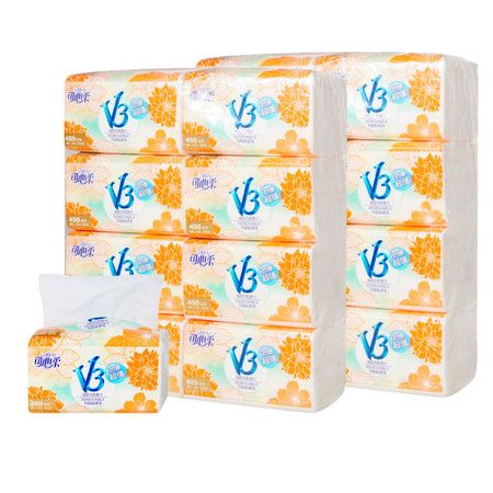 可心柔抽纸纸巾餐巾纸80包共十提3层整件整箱发餐饮家庭婴儿适用