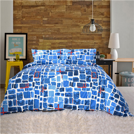 BeddingWish超细纤维床上四件套套件狄安娜 蓝色系列标准尺寸1.8米床上用品