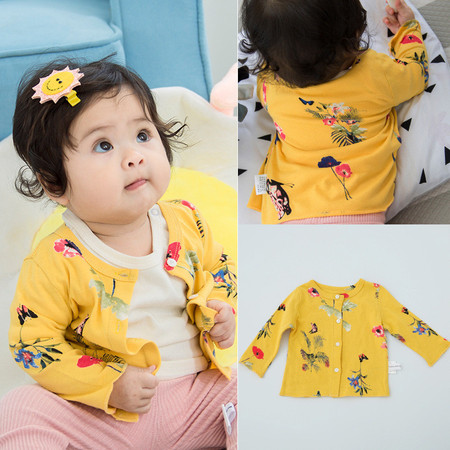 BC 2017年婴童蝴蝶花朵单排扣全棉长袖薄款外套图片