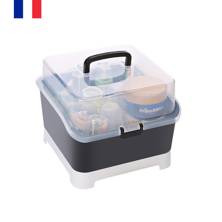 ABS材质奶瓶收纳箱干燥架便携宝宝用品餐具储存盒晾干架防尘翻盖