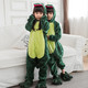 法兰绒加厚绿恐龙卡通动物连体睡衣如厕儿童亲子家居睡服