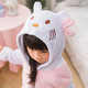  法兰绒白袖KT猫卡通动物连体睡衣如厕版儿童亲子家居睡服