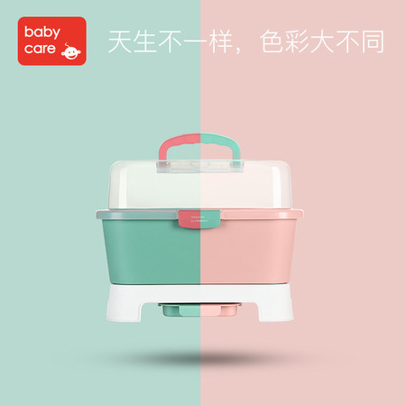 babycare婴儿奶瓶收纳箱 便携式宝宝餐具收纳盒 手提奶粉盒整理箱图片