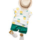 X韩版可开档儿童套装短袖夏季原创童装新品菠萝女童T恤短裤两件套