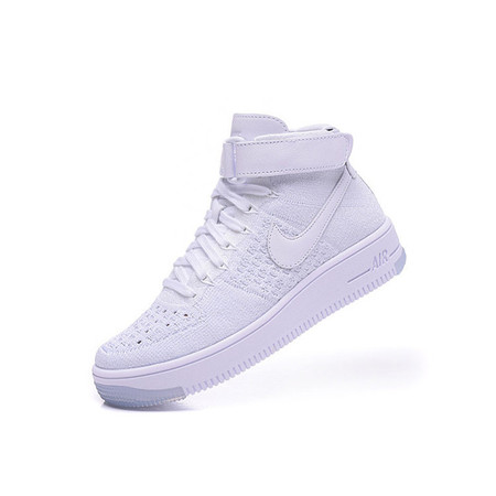 NIKE AF1耐克空军一号飞线编织全白男女鞋高帮休闲运动鞋板鞋 818018-100图片