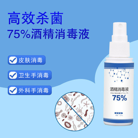 75%酒精消毒液洗手液免洗喷雾医疗家用室内除菌50ML消毒剂MNY图片